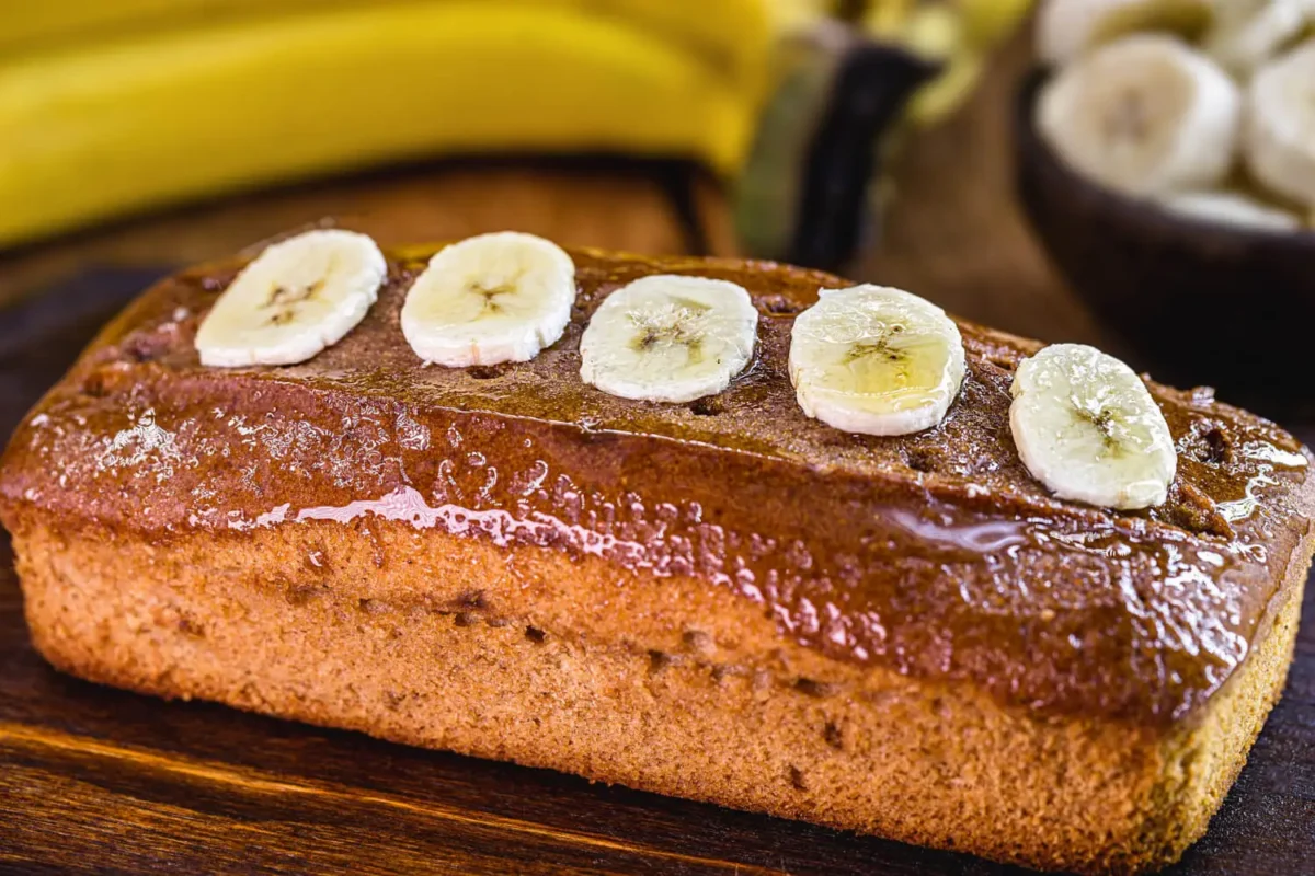 Banana bread with honey glaze, showcasing the moist freshness characteristic of Starbucks' loaf.