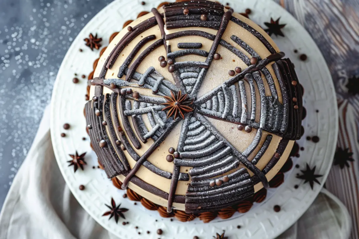 Star Wars Death Star birthday cake with chocolate and star anise decorations